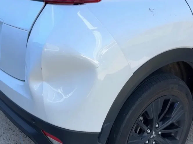 Car damage before repair - Bumper Dent Repair before professional scratch repair service
