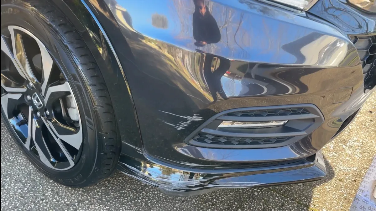 Car damage before repair - Front Bumper Cover & Lower Lip Scuff Repair before professional scratch repair service