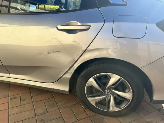 Car damage before repair - Dent and Scratch Repair before professional scratch repair service